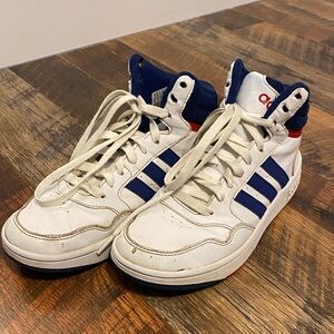 Adidas White and Navy High-Tops with Red Detail Basketball